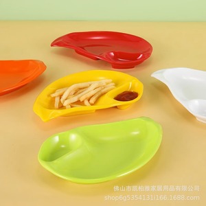<b>Melamine</b> snack <b>plate</b> with vinegar dish, uniquely shaped compartmentalized fries <b>plate</b>, creative plastic bar dumpling <b>plate</b>, - Product Image 3