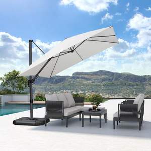 300X300 cm Twist Cantilever <span class=keywords><strong>Parasol</strong></span> 360 ° Manivelle Inclinable <span class=keywords><strong>Grand</strong></span> Cadre En Aluminium Rotation À 360 ° Jardin Cour - Product Image 2