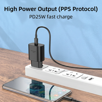Chargeur mural USB-C PD3.0 QC3.0 25W avec puce intelligente AI, protection contre les surcharges/surtensions/courts-circuits, respectueux de l'environnement pour Samsung iPhone