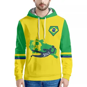 Großhandel Sublimation Pull Over 3D Street Wear Hoodies Männer Brasilien Fußballspiel Custom Hoodie Unisex übergroße Sweatshirts