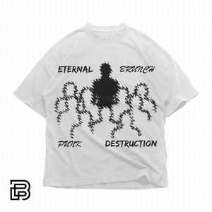 T-shirt Oversize con Grafica Eternal Destruction, Stile Grunge Punk Streetwear Y2K, Estetica Skater, per Uomo e Donna - Product Image 1