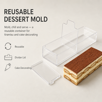 Boîte à tiramisu en acrylique avec couvercle et séparateur, récipient rectangulaire réutilisable pour desserts, fournitures de décoration de gâteaux, outils de cuisine