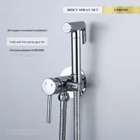 Ensemble pulvérisateur de bidet mural moderne en laiton chromé pour eau chaude/froide avec pression réglable et valve ronde écologique
