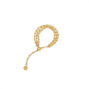 Fabricante de Joyería, Anillos de Cadena con Cuentas al por Mayor, Anillos Ajustables de Acero Inoxidable con Borlas para Mujer - Product Image 2