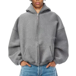 Custom Baggy Zipped Hoodie Unisex Cotton 500 Gsm Oversized Fleece Boxy Zip Hoodie Heavyweight Cropped Zip up Hoodie Manufacturer - Product Image 1