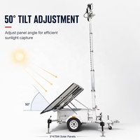 Tour d'éclairage solaire mobile certifiée CE, 4*100W LED, montée sur remorque pour chantier de construction
