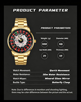Montre à quartz FTTPON Lucky Poker, jeu de la roulette russe, Dieu des joueurs, montre-bracelet de luxe étanche en acier inoxydable pour hommes, Reloj
