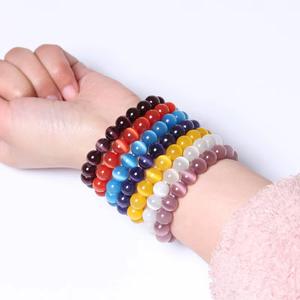 Natural Olho de Gato Cristal Pulseira Frisada Unisex Ágata Bohemia Estudante Namorada Presente Moda Todo o jogo Vermelho Branco Azul Verde - Product Image 2