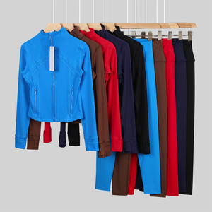 Veste de yoga <span class=keywords><strong>Lulu</strong></span> double face brossée pour femme, coupe ajustée, respirante, col montant, très élastique, motif uni, pour le fitness - Product Image 1