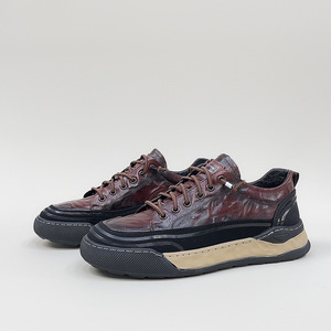 Nouvelles chaussures habillées décontractées pour hommes en cuir de luxe à lacets, respirantes, avec amorti, tendance mode, couleur vin, classiques, sportives - Product Image 3