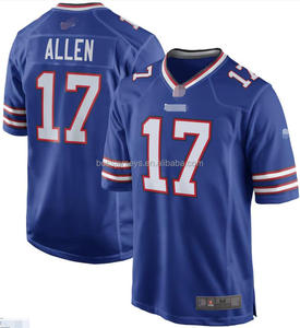 Maillot de football américain à manches courtes pour homme, respirant, avec design brodé des Buffalo Bills # 17 Josh Allen - Product Image 1
