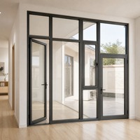 Porte en verre à rupture de pont thermique en aluminium, verre double/triple isolant, isolation phonique et thermique, pour balcon et salon.
