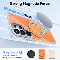 Étui de protection magnétique rotatif pour téléphone portable S26 Ultra avec support anneau et chargement sans fil, design métallique, compatible A17 A37