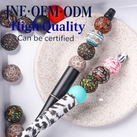 Aksesoris Gelang Kalung Silikon DIY 15mm untuk Transfer Cetak Air Lintas Batas, Manik-Manik Tersebar dengan Lubang 2mm