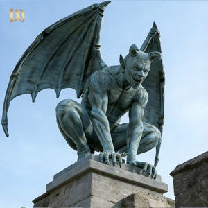 <span class=keywords><strong>Estatua</strong></span> de Gárgola Alada de Bronce, Escultura de Demonio de Bronce Fundido en Posición Agachada para Decoración de Exteriores - Product Image 6