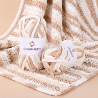 Charmkey Super Soft Chunky Chenille Yarn 100% Polyester Segment Dyed Puffy Yarn for Hand Knitting Blanket