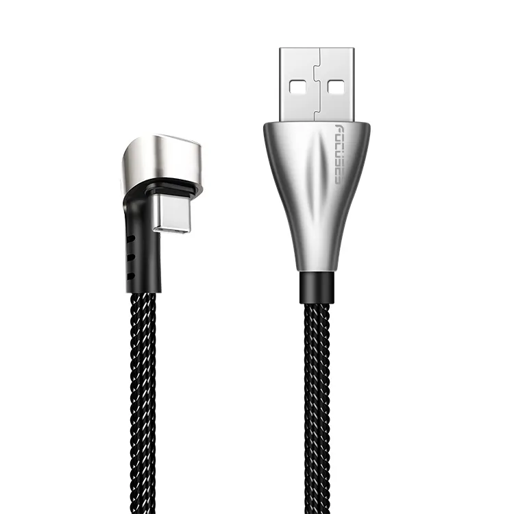 Wholesale Zinc Alloy U Shape 90 180 Degree USB ladekabel Type C Data Cabo Nylon Braided USB type c cable Fast Charger Cable