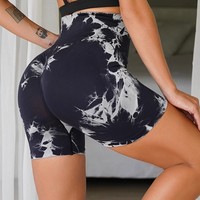 Vanfuound Running Yoga Shapers Shorts Tie Dye Seamless Yoga Biker Shorts Workout Butt Lifting Taille Haute Femmes Gym Shorts De Sport