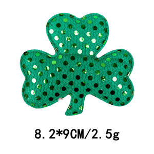 Nueva llegada parches bordados con purpurina hinchados venta al por mayor bolso del día de San Patricio decoración personalizada bordado lentejuelas parche hierba - Product Image 3
