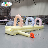 Toboggan aquatique gonflable commercial, toboggan gonflable couleur macaron, jeu aquatique gonflable d'extérieur pour événements et locations de fêtes