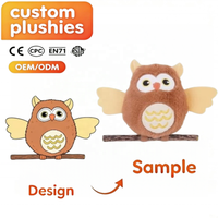 Jouet en peluche hibou personnalisé OEM ODM, jouet doux pour chat en forme d'oiseau, jouet interactif coloré pour animaux de compagnie, vente en gros, fabricant d'articles pour animaux de compagnie sur mesure