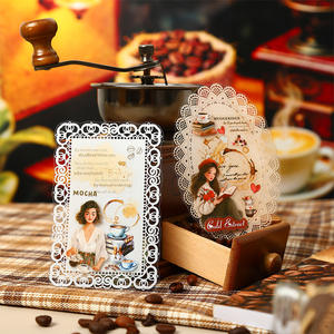1 hoja/paquete Coffee Freedom Series, pegatina PET <span class=keywords><strong>de</strong></span> cuatro pliegues, decoración <span class=keywords><strong>de</strong></span> Collage en capas Vintage europea - Product Image 4