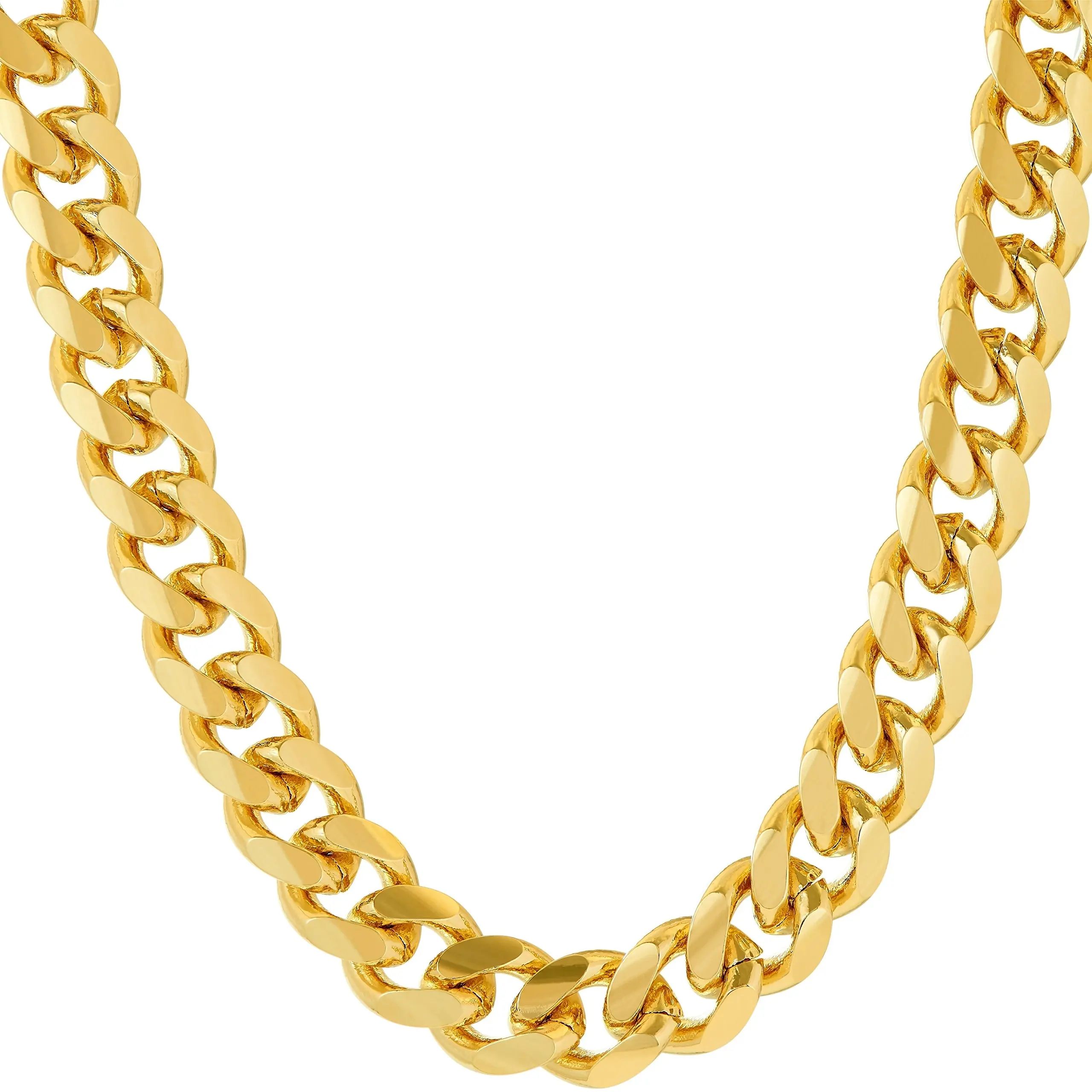 Firstmadam Hip Hop Fashion Jewelry Wholesale 18K Solid Gold Classic Miami Men Necklaces Cuban Link Chain