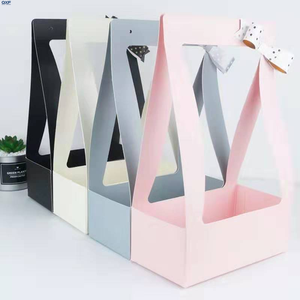 Eco-friendly Recyclable Embossed Rose <strong>Cardboard</strong> <strong>Folders</strong> with Handle Matte Finish for Flower Packaging - Product Image 3