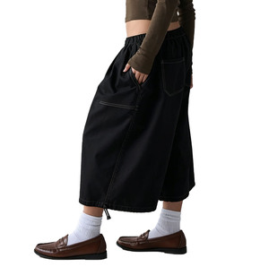 Pantaloni Cargo Casual da <span class=keywords><strong>Donna</strong></span> Personalizzati con Vita Elastica, Lunghezza <span class=keywords><strong>3</strong></span>/<span class=keywords><strong>4</strong></span>, Gamba Larga, Coulisse e Tasche Multiple - Product Image 2