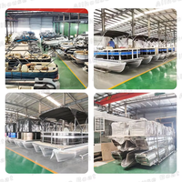 Barge de fête de luxe en aluminium Tritoon avec auvent Bimini, salle de bain coulissante et moteur 90 CV pour le tourisme, la pêche, les croisières commerciales et de loisirs