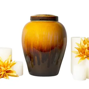 Custom Best Selling Online Ceramic Cremation Urn Adult Funeral Decorative Urns for Ashes Adult Male