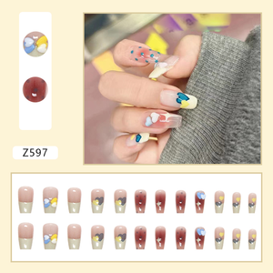 Venta al por mayor de <span class=keywords><strong>uñas</strong></span> postizas personalizadas de lujo de alta calidad acrílico <span class=keywords><strong>uñas</strong></span> postizas decoración de diamantes de imitación prensa francesa en <span class=keywords><strong>uñas</strong></span> 24 Uds - Product Image 6
