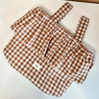 Sac de poussette personnalisé fait main en coton gingham, sac de rangement pour couches et accessoires, motif gingham latte