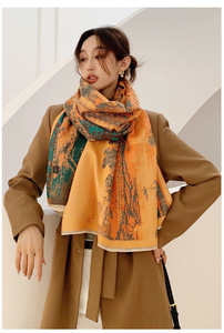 Bufanda de estilo chino para mujer, pañuelo de <span class=keywords><strong>Cachemira</strong></span> de doble cara, elegante, retro, de invierno, con <span class=keywords><strong>mapa</strong></span> de orilla del río, Festival qinging - Product Image 5