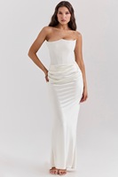 Grossiste Chic Robes 2025 Longue Robe Bustier Plissée à Baleines Sexy Robe de Soirée d'Été Élégante Ajustée pour Femme