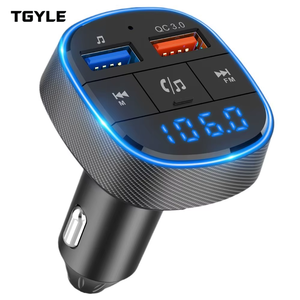 Transmetteur FM mains libres, chargeur de voiture, kit voiture V5.0 <span class=keywords><strong>Bluetooth</strong></span> avec lecteur MP3, chargeur rapide QC 3.0 - Product Image 1