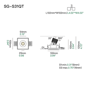 Faretto da Incasso in Gesso Senza Cornice da 2 Pollici, Downlight LED Certificato ETL CE SAA, Illuminazione Architettonica Moderna per Interni - Product Image 4