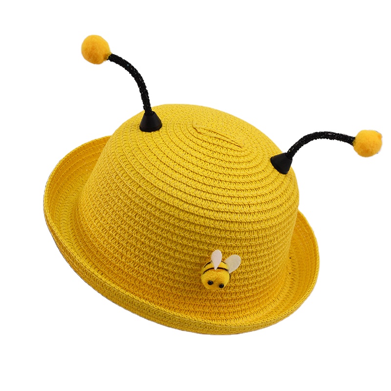 Детская соломенная шляпа, летняя мужская и женская детская пляжная шляпа от солнца, детская мультяшная шляпа с маленькой Пчелкой