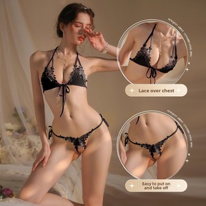 Nuovo Set Sexy Tre Pezzi in <span class=keywords><strong>Pizzo</strong></span> e Spandex, Lingerie Intima Senza Sfilacciamento, Bikini Aperto, Seducente, Taglie Forti per Donne - Product Image 1