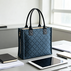 Elegant Ladies Retro Pattern Tote Bag With Leather Handle Large Space <b>Handbag</b> For <b>Laptop</b> Documents Commute - Product Image 2