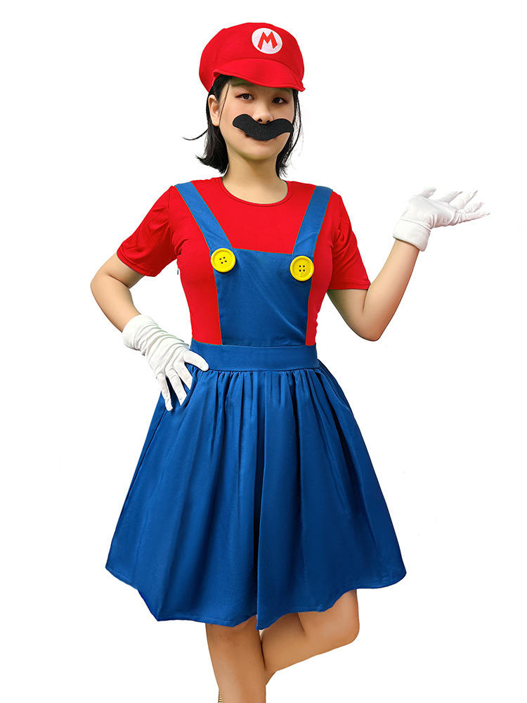 Women's red dress [two-piece dress+hat+beard+gloves]