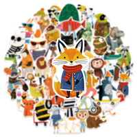 50 autocollants mignons personnalisés en aquarelle sur le thème des animaux pour la décoration DIY, les tasses, les albums photo, l'impression, vente en gros