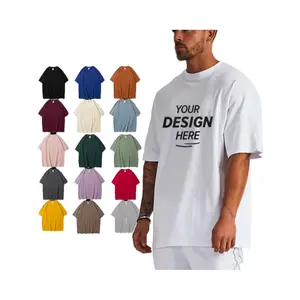Plain Custom Cropped T-Shirt Boxy 100% Cotton Oversized Heavyweight Drop Shoulder White T Shirt Manufacturer