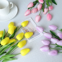 Fleur artificielle haut de gamme en PU, mini-tulipe à tige unique, best-seller transfrontalier, décoration intérieure, mariages, modèle chinois