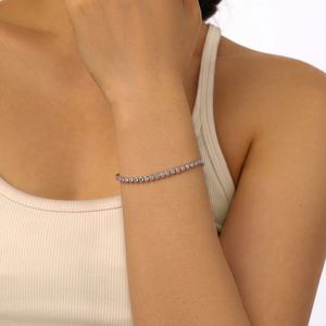 Pulsera de tenis Dylam en stock, diseño elegante, plata S925 con baño de rodio, circonita cúbica de 3 mm y grado 5A, para mujer - Product Image 3