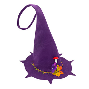 Venta al por mayor fiesta de <span class=keywords><strong>Halloween</strong></span> púrpura hongo fieltro artesanía ala corta magia mago bruja sombrero para europeo y americano - Product Image 1