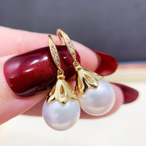 Accessoires en argent S925 pour la création de bijoux, magnifiques boucles d'oreilles en argent, plateau vide pour perles de 10-13 mm, catégorie de produit : boucles d'oreilles en perles - 22039 - Product Image 1