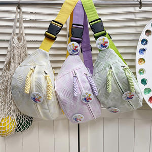 Sac de Poitrine Simple et Mignon pour Femme, Léger avec Fermeture Éclair, Sac Bandoulière Étudiant Jaune Rose Vert Violet Été 2025 - Product Image 1