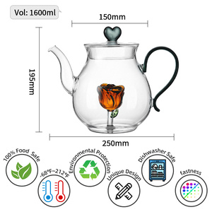 <span class=keywords><strong>Théière</strong></span> en verre borosilicate avec infuseur à thé intégré en forme de rose 3D, couvercle en forme de cœur, résistante à <span class=keywords><strong>la</strong></span> chaleur, <span class=keywords><strong>théière</strong></span> transparente pour thé en feuilles - Product Image 4