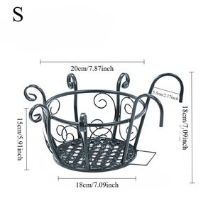 Panier suspendu en fer forgé européen robuste, <span class=keywords><strong>jardinière</strong></span> murale pour les balustrades de balcon, grilles de sécurité, support antirouille - Product Image 5